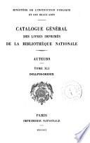 Catalogue général des livres imprimés de la Bibliothèque Nationale