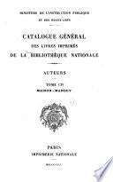 Catalogue général des livres imprimés de la Bibliothèque nationale