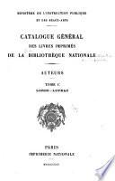 Catalogue général des livres imprimés de la Bibliothèque nationale