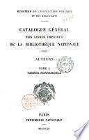 Catalogue général des livres imprimés de la Bibliothèque Nationale