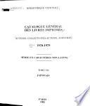 Catalogue général des livres imprimés: Japonais