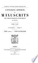 Catalogue général des manuscrits des bibliothèques publiques de France