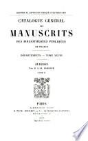 Catalogue général des manuscrits des bibliothèques publiques de France