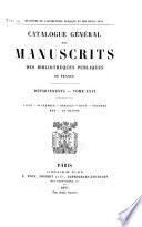 Catalogue général des manuscrits des bibliothèques publiques de France
