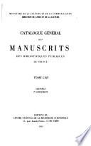 Catalogue général des manuscrits des bibliothèques publiques de France