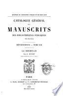 Catalogue général des manuscrits des bibliothèques publiques de France