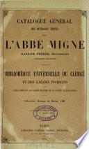 Catalogue général des ouvrages édités par l'abbé Migne