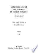 Catalogue général des ouvrages en langue française, 1926-1929