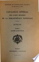 Catalogue Générale Des Livres Imprimés