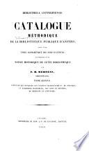 Catalogue méthodique de la Bibliothèque publique d'Anvers