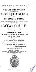 Catalogue (nos l à 4623) avec introduction: Le catalogue Hamelin par O. Mortreux ... et avant-propos - Ce que doit être la Bibliothèque - Comment faire un catalogue - Statistique comparée par Ernest Coyecque ...