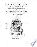 Catalogue raisonné de la collection de livres de m. Pierre Antoine Crevenna, négociant à Amsterdam. Prèmiere [-sixième] volume