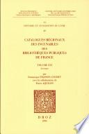 Catalogues régionaux des incunables des bibliothèques publiques de France