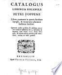 Catalogus librorum bibliopolii Petri Foppens