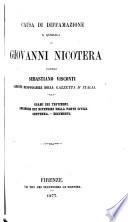 Causa di diffamazione a querela di Giovanni Nicotera contro Sebastiano Visconti gerente responsabile della Gazzetta d'Italia