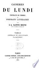 Causeries du lundi, Portraits de femmes, et Portraits littéraires, par C.A. Sainte-Beuve