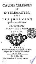 CAUSES CELEBRES ET INTERESSANTES AVEC LES JUGEMENS qui les ont décidées