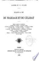Ce qu'on a dit du mariage et du célibat