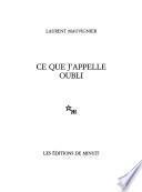 Ce que j'appelle oubli