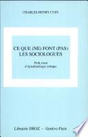 Ce que (ne) font (pas) les sociologues
