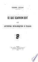 Ce que Scarron doit aux auteurs burlesques d'Italie