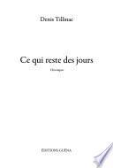 Ce qui reste des jours
