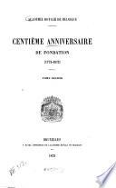 Centième Anniversaire de fondation (1772-1872)