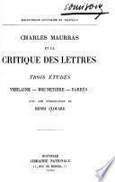 Charles Maurras et la critique des lettres