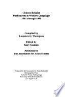 Chinese Religion in Western Languages