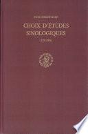 Choix d'études sinologiques