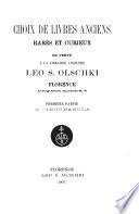 Choix de livres anciens, rares et curieux, en vente à la librairie ancienne Leo S. Olschki, Florence