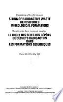 Choix Des Sites Des Dépôts de Déchets Radioactifs Dans Les Formations Géologiques