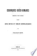 Chroniques gréco-romanes inédites ou peu connues
