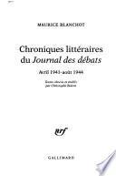 Chroniques littéraires du Journal des débats