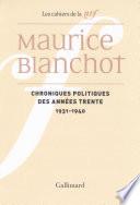 Chroniques politiques des années trente (1931-1940)