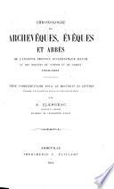 Chronologie des archeveques, eveques