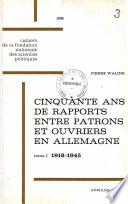 Cinquante ans de rapports entre patrons et ouvriers en Allemagne