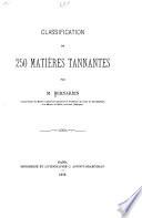 Classification de 250 matières tannantes