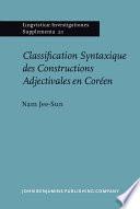 Classification syntaxique des constructions adjectivales en coréen