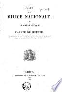 Code de la milice nationale, de la garde civique et de l'armée de réserve