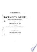 Collection de documents inédits sur l'histoire de France