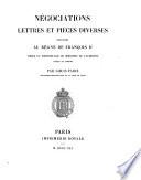 Collection de documents inédits sur l'histoire de France