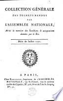 COLLECTION GÉNÉRALE DES DÉCRETS RENDUS PAR L'ASSEMBLÉE NATIONALE
