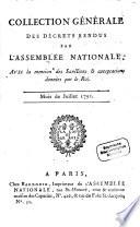 Collection générale des décrets rendus par l'Assemblée Nationale