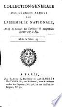 Collection générale des décrets rendus par l'Assemblée Nationale