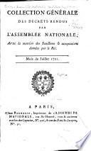 Collection générale des décrets rendus par l'Assemblée nationale
