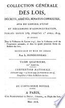 Collection générale des lois, décrets, arrêtés, sénatus-consultes ...