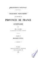Collections manuscrites sur l'histoire des provinces de France