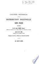 Collège Stanislas. Distribution solennelle des prix présidée par M. Amédée Thierry, sénateur,... assisté de M. Caro, inspecteur de l'Académie de Paris,...