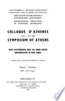 Colloque d'Athènes, 10-9--18-9, 1961: Eaux souterraines dans les zones arides